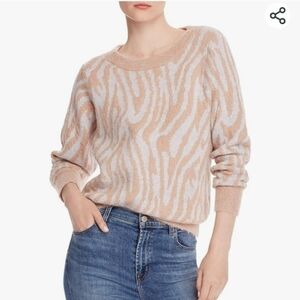 Rebecca Taylor Zebra Print Merino Wool Blend Sweater